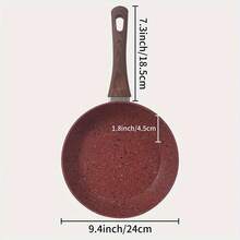 Chảo chống dính tráng men đá cẩm thạch đỏ 9,4 inch, đáy nhôm, dày dặn, ít khói, dễ vệ sinh, phù hợp với bếp ga và bếp từ. - Xem 10