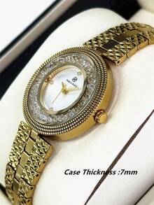 Pablo Raez 1pc 18K Gold Jewelry Women's Watch Luxury Rolling Rhinestone Fashion Watch Stainless Steel Heavy Bracelet Chain Romantic Vintage Gold Top Brand New AAA Quality Original Charming Elegant High-End Clock Fashion Design Quartz Watch Diamond Dial Girls Popular Watch 50M Waterproof Solid Steel Metal Bracelet Jewelry Clasp Brand Logo Casual Teen Cute Pretty Teacher Gift Suitable For Daily Life/Work/Party Decoration Birthday Graduation Wedding Gift - one-size - View 6