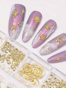 12-Grids Nail Beads With 1Pc Magnet Picker Tool 3D 12Grids Gold Silver Caviar Beads Metal Nail Charms Gems Mixed-Sizes Gold Silver Steel Balls Nail Art Design Decoration Manicure Diy Supplies Metal Charm Mini Caviar Nail Beads Crystal Decoration Nails - 黃金2 - 查看 3