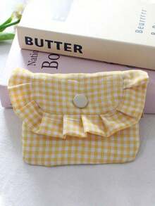 Portable Lace Plaid Coin Purse, Cute Ladies' Carry-On Makeup And Essentials Organizer Pouch, Travel Toiletry Bag And Document Holder, Fashionable Wallet, Chain Coin Pouch, Autumn Travel Wallet Storage Bag, Card, Lipstick Holder, Chain, Suitable Daily Carry, Street Style And Giving. - 黑色格子圖案 - 查看 9