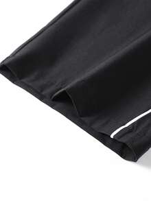 Women's Minimalist Side Stripe Pants, All-Season Style, Straight Leg Trousers, Versatile Outdoor Use Sports Black - Black - View 10