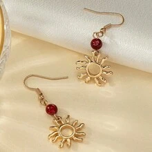 1 Đôi bông tai thiết kế hình mặt trời cổ điển thời trang, quà tặng trang sức cao cấp. - Vàng - Xem 4