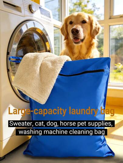 Thick & Durable Pet Laundry Bag - Tear-Resistant Mesh Bag, Large Capacity Reusable Pet Hair Collection Bag (For Dog & Cat Hair Removal), Suitable For Washing Machine & Dryer, Pet Laundry Bag For Pet Bed, Blanket, Towel