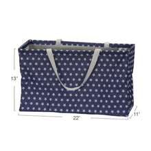 Household Essentials 2240 Krush - Bolsa de transporte de lona reutilizable para la ropa de compras de comestibles color con estrellas blancas 22 pulgadas de largo x 11 pulgadas de ancho x 13 pulgadas de alto - Estrellas azules - Ver 5
