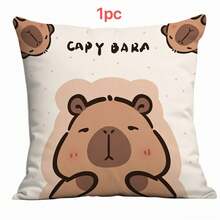 1/2/4pcs Capybara Letter Party Series Peach Skin Single-Sided Printed Pillowcases, Vivid And Fun Capybara Pattern, Soft And Skin-Friendly Decorative Throw Pillow Covers Suitable For Home Living Room Sofa Decor, Pillow Insert Not Included - Multicolor - View 7