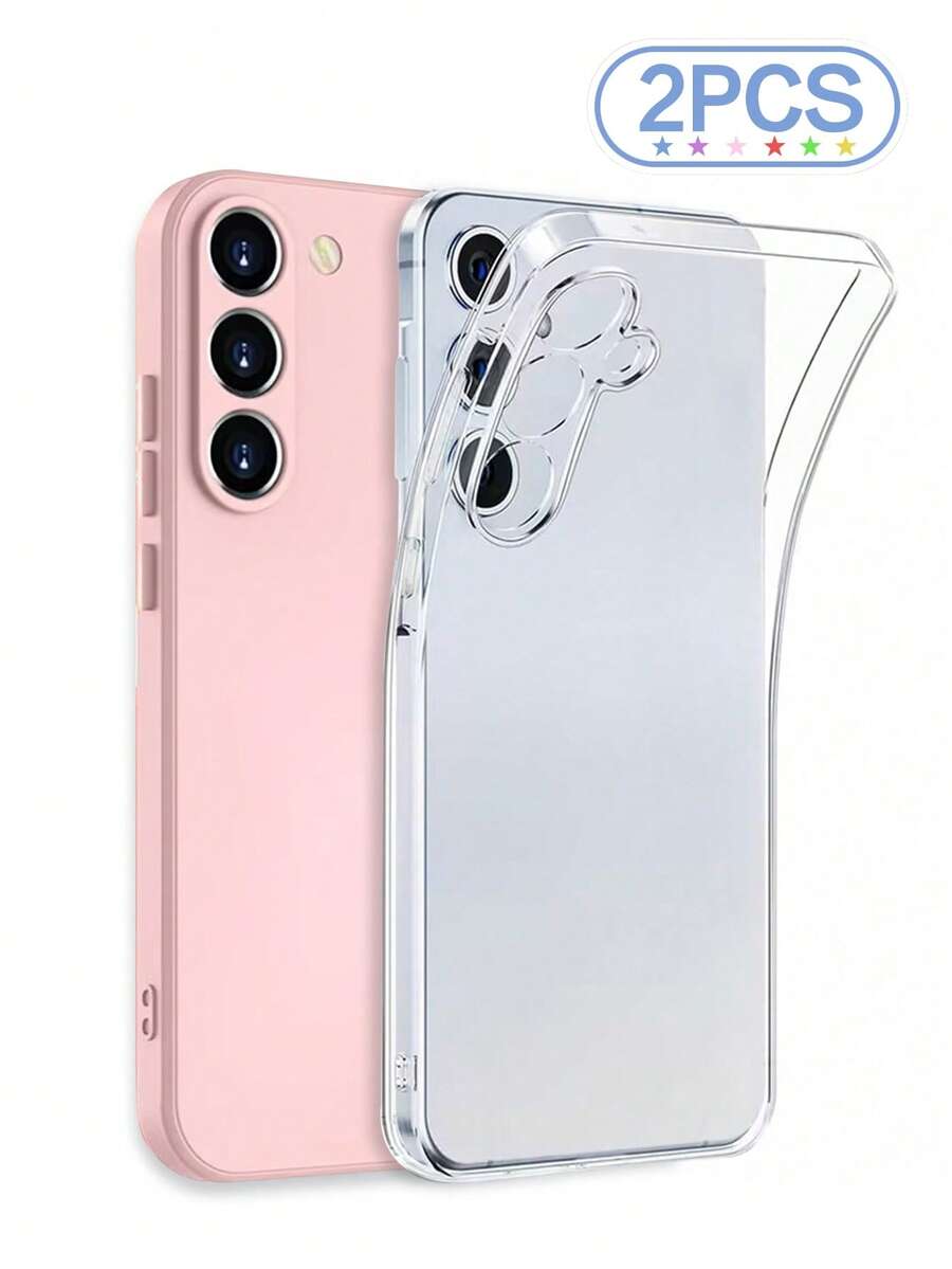 2 件装纯色极简防震透明手机壳，兼容三星 Galaxy S26/S26 Plus/S26 Ultra、S25/S25 Plus/S25 Ultra、A16/A36/A26/A56/A50/A12/A32/A52/A72/A51/A21S/A13/A14、S24/S24 Plus/S24 Ultra、S20/S23/S22、A53、S20 FE、S21 以及 11/12 Pro/12/12X/13 Pro/14 Pro/15 Pro/X3 Pro、10/9/Note 9/12C/Note 11 Pro/Note 8 Pro/9C/9A。 - 彩色 - 查看 1