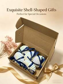 1/5 velas aromáticas de concha de perla | Velas de regalo de lujo con lazo, crea un ambiente acogedor en el hogar/decoración romántica para la mesa de cena/compañero para celebraciones festivas, atmósfera elegante para fiestas, empaque exquisito, regalo para el Ramadán - Multicolor - Ver 15