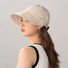 Women's Lightweight Foldable Hat - Adjustable Wide Brim Hat, Face, Suitable 10+ Scenarios, Versatile And Stylish Spring And Summer (Beige/Black/Khaki/Brown), Daily Accessory, Breathable Fabric - 米色 - 查看 2