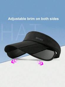 1 pièce Casquette visière réglable pour sports de plein air, chapeau de soleil décontracté pour femmes, grande casquette à large bord respirante pour sports de plein air et cyclisme - Noir - Voir 10