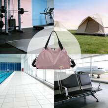 Gym Bags For Women Men,Travel Duffle Bag,Sports Duffle Bag Waterproof With Wet Compartment,Overnight Weekend Travel Bags ,Yoga Bag Portable,Sports Gym Tote Bags Suitable For Activities Such As Fitness, Exercise, Yoga, Short Trips, Etc - 淡紫色 - 查看 3