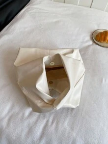 Túi đeo vai bằng da PU màu trơn thời trang, đa năng, kiểu dáng tối giản, họa tiết baguette nhỏ gọn dành cho nữ. - trắng - Xem 4