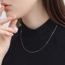 1pc S925 Sterling Silver Exquisite Chain Necklace, Length 16/18/20/22/24, Suitable For Sensitive Skin, Minimalist Daily Jewelry, Perfect For All Seasons And Occasions, Holiday Gift For Loved Ones And Family - Silver - View 6