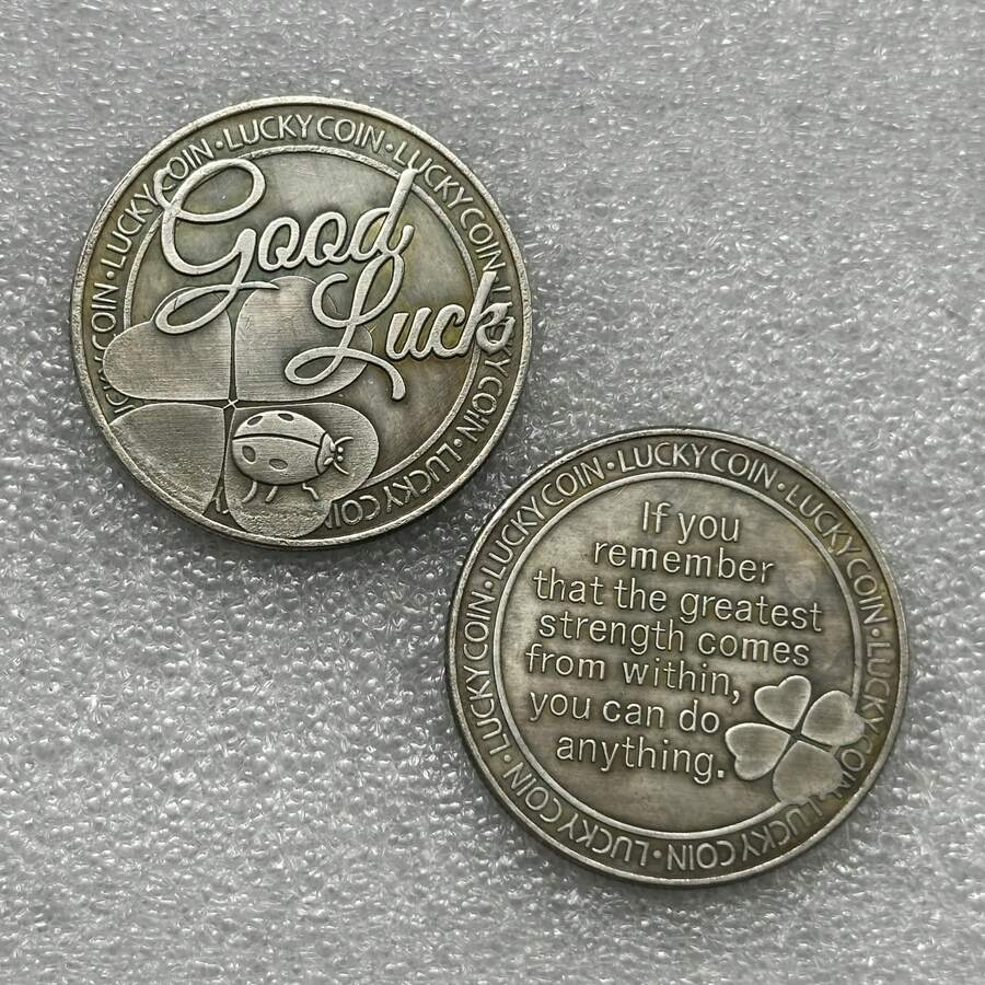 4-Leaf Clover Lucky Coin, Collectible Replica, Because You Deserve All The Happiness In The World, Plated Commemorative Coin - Multicolor - View 1