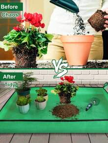 Foldable Waterproof Garden Mat With Fixing Buckle Design, Suitable For Soil Replacement; Indoor And Balcony Gardening Mat, Pet-Friendly, Especially Suitable For Succulent And Green Plant Planting; Made Of Easy-To-Clean Fabric/Plastic Material, An Essential Tool For Balcony Decoration And Garden Maintenance | Durable Plastic Material, Dedicated Planting Mat - Seedling Pot - View 5