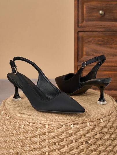 MonaNise 时尚闭趾高跟凉鞋，尖头细跟，优雅踝带设计