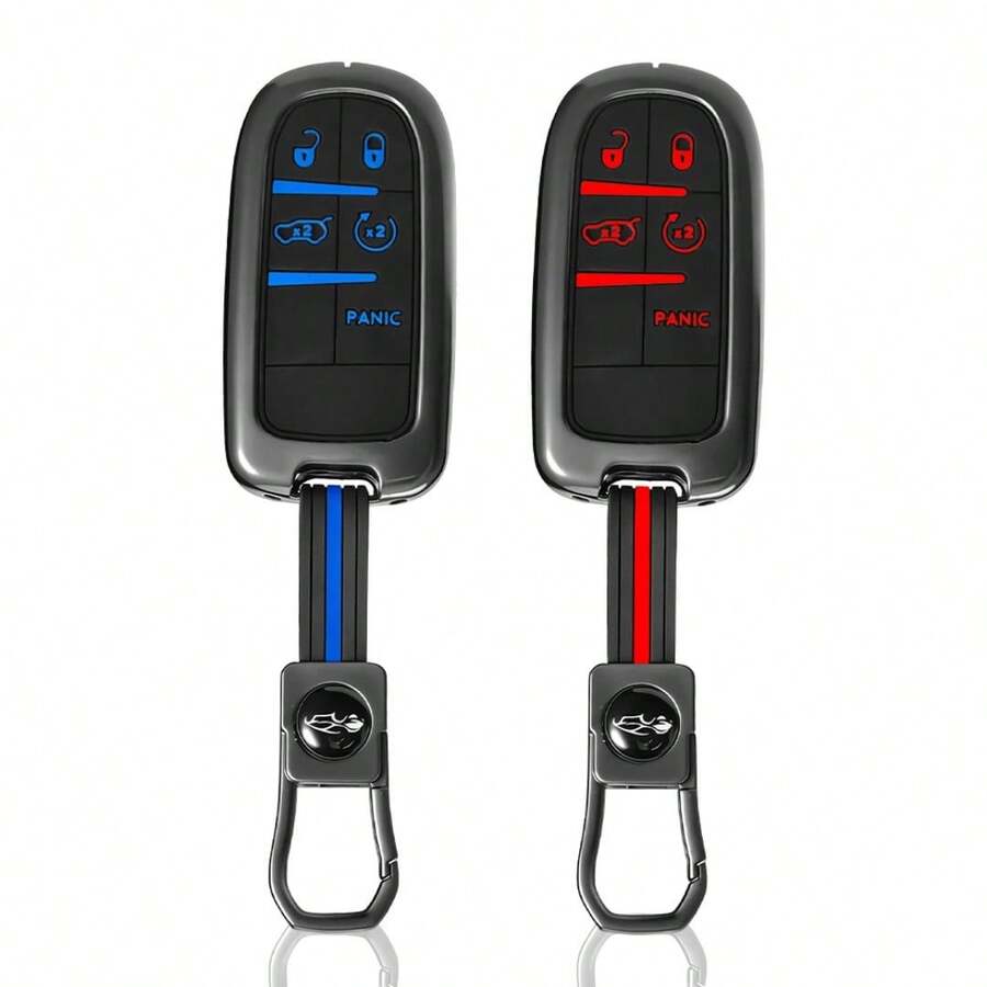 Zinc Alloy Silicone Car Key Cover Case For Dodge Ram Charger Journey Durango Grand Cherokee Chrysler Keyless Fob Shell - A - View 1