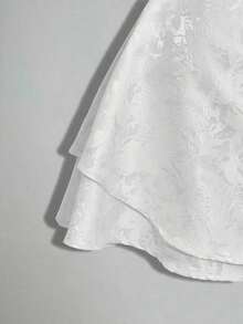 Women's Elegant Blush Pink Mini Party Dress, Sleeveless With A Chic Draped Cowl Neckline And Layered Tiered Skirt. - 白色 - 查看 6
