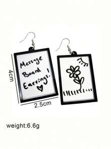 Suteyi Message Board Drop Earrings (With Dry Erase Marker), Protest March Poster Board, Daily Jokes, Artist Drawings, Jewelry - 彩色 - 查看 6