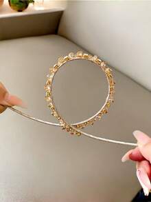 1 pieza/2 piezas Diadema casual hecha a mano con cristal sintético y rhinestones, elegante y brillante, versátil para el cabello de niña, adecuada para el verano - Multicolor - Ver 9