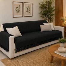 Giant Decorative Cotton Sofa Throw 3.00 X 1.80 - Black - View 2