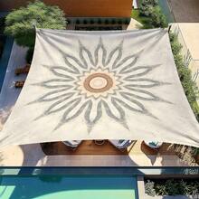 1pc Digital Printed Sun Shade Canopy, Patio Sun Shade Sail, Vintage Sunflower Pattern, Fade-Resistant, Quality Polyester Fabric, Sturdy , Comes With Fixing Ropes, Washable, Suitable For Outdoor, Patio, Camping, Beach - A - View 2