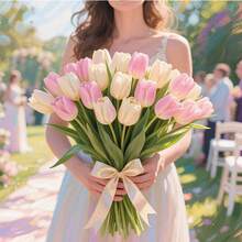 Artificial Tulips - Multiple Colors Available, Suitable For Decorating Living Room And Dining Table. , Fade-Resistant Nordic Style Home Decor, Perfect For Anniversary Celebrations And Party Setups. Essential Gift For Valentine's Day And Mother's Day. - Multicolor - View 3