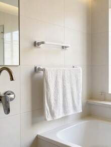 1 pieza Toallero de baño, estante organizador montado en la pared sin taladro, estante de almacenamiento de baño, estante para zapatos sobre la puerta, adecuado para el baño - Multicolor - Ver 2