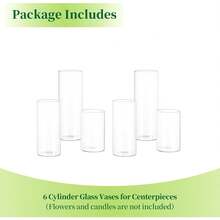 Set Of 24 Hewory Glass Cylinder Vases, Tall Glass Flower Vase, Candle Holder Floating Pillar Candles, Flower Vase Wedding Centerpieces, 15/20/25cm - 免費 - 6 件 - 查看 8