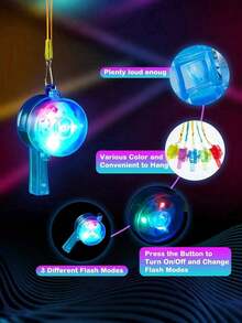 8 pièces Sifflet lumineux à LED, Faveurs lumineuses pour fête, Accessoires lumineux pour festival, Fournitures de fête, Sifflet lumineux à LED avec collier tour de cou, Sifflet lumineux et clignotant dans le noir, Convient pour cadeaux d'anniversaire pour adultes, Fournitures de fête scintillantes luminescentes pour usage adulte uniquement - Sifflet lumineux - Voir 7