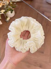 1个女士柔软褶皱花苞发圈，甜美时尚发髻发绳发饰，春季 - 彩色 - 查看 15