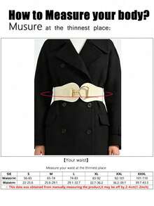 1pc Women's White Minimalist Basic Elastic Wide Waist Belt, Suitable For Halloween Party Or Daily Outfit Matching - White - View 8