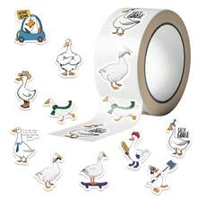 500PCS Funny Goose Stickers Roll 10 Styles Goose Party Favors Vinyl Stickers(500 Per Roll) - Black - View 2