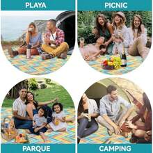 Manta de PícnicManta de Picnic Impermeable y Resistente a La Arena Manta de Playa Mantas Plegables al Aire Libre para Viajes de Fiesta de Campamento Familiar Vacaciones soleadas 200X200CM - Vacaciones soleadas - Ver 6