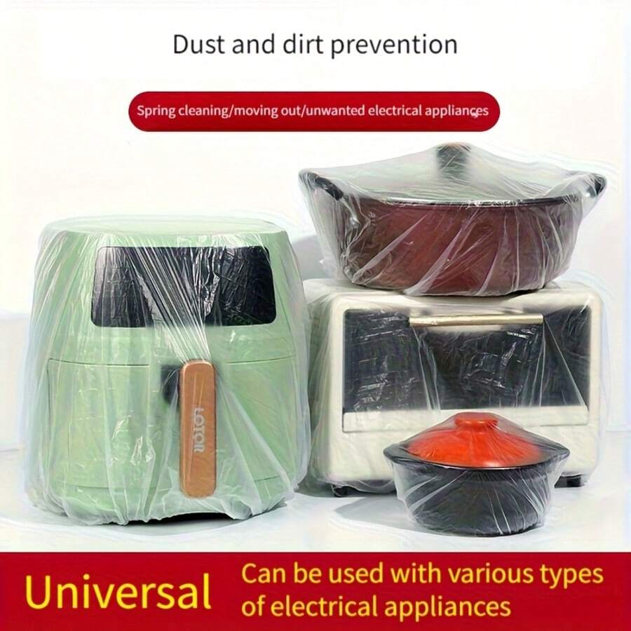 50pcs Super Thick Disposable Dust Cover, Durable Waterproof PP Plastic With Elastic Edge, Appliance Cover | Elastic Edge Cover | Durable Dust Cover - Solid Color - View 1