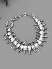 Fashionable And Popular Men Centipede Design Bracelet Alloy For Vacation And For A Stylish Look - 銀色 - 查看 2