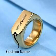 Personalized Custom Ring, Suitable For Both Men And Women, Featuring Customizable Names, Letters, And Numbers. This Stylish -Shaped 304 304 Stainless Steel Ring Comes In Silvery And Golden With Custom Engraving. It Makes A Great Gift For Father - Multicolor - View 3