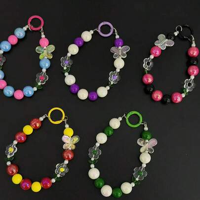 1条新款韩版花卉蝴蝶透明手机挂绳，高端防摔手机带，兼容，外出、旅行、日常必备，送给女朋友、闺蜜、家人的绝佳礼物