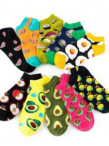 5 Pairs/10 Pairs/15 Pairs/20 Pairs Men's Fashion Fruit Pattern Series Versatile Ankle Socks Random Delivery - Multicolor - View 2