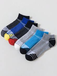 6/12 pares de calcetines para mujer, con patrón de argyle aleatorio, cómodos calcetines de tobillo unisex casuales y transpirables - Multicolor - Ver 2