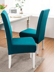 1/4/6/12pcs Stretch Solid Color Chair Covers, Removable Full Cover Slipcovers For Home, Hotel, Restaurant - Teal Blue - View 8