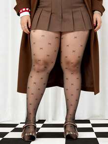 1 par de medias con detalle de lazo de talla grande, sexy, de estilo elegante y lindo para uso diario, citas, primavera, otoño y fiestas - Multicolor - Ver 4