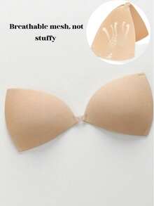 1 Pair Of Women's Invisible Strapless Sticky Bra, Fashionable Solid Color Push-Up Bra, Suitable For Parties, Weddings, Dresses Or Daily Use - Multicolor - View 9