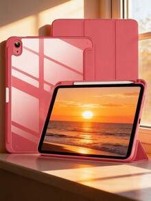 Ốp lưng cho iPhone 11 (A16) 11" 2025 & 10 (A16) 10.9" 2022, Ốp bảo vệ gấp ba với ngăn đựng bút tích hợp, Tự động bật/tắt màn hình, Màu hồng - Màu Hồng Tươi - Xem 13