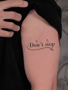 1 pieza Tatuaje temporal a prueba de agua y manchas, diseño de letras de tatuaje realista de PVC, apto para uso diario - Negro - Ver 2