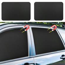 4 piezas Cortinas para ventana lateral de coche - Persianas para sol con privacidad, magnéticas y de 100% bloqueo de luz, con sensación refrescante - Cortinas parasol de vinilo negro - Ver 10