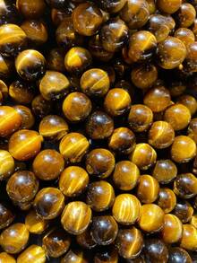 Natural Tiger Eye Stone Bead . 6mm 8mm 10mm Round Bead. Gorgeous Golden Brown Color Tiger Eye . Great Quality Gemstone . - Yellow - View 6
