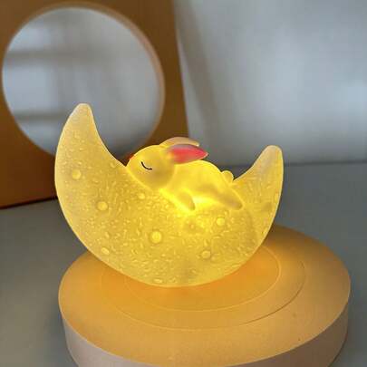 Cute Cartoon Rabbit Night Light, Bedroom Bedside Lamp, Decorative Small Table Lamp, Dorm Room Atmosphere Light, Home Decor Desktop Ornament, Suitable For College Dorm After Lights Out, Nightlight For Sleeping, Room Decor For Holiday Party, Birthday Gift