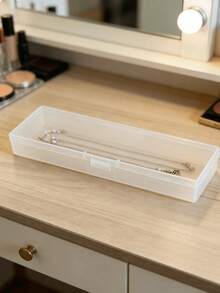 4-Piece Buckle-Type Transparent Cosmetic Brush Desktop Small Item Storage Box, Flip-Top Design For Easy Access And Organization, Dustproof Travel Storage Box, Suitable For Cosmetic Brushes, Tableware, Beauty Tools And Utensils (One Size Fits All) - Clear - View 7