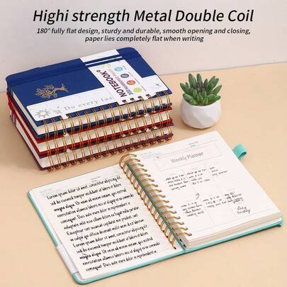 BOBO RABBIT Sổ tay lò xo dành cho nam nữ, 300 trang có đánh số, khổ A5, bìa cứng, gáy lò xo, thích hợp cho học sinh, công việc, ghi chú và viết, sổ tay lò xo da cỡ trung bình 5.9"X8.5"