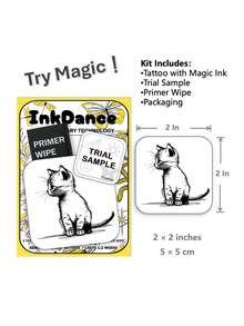 1 Set "Curious Ink Cat" New Technology Temporary Tattoo Stickers, Semi-Permanent Fake Tattoo, Waterproof & Long-Lasting, Realistic Design, Monarch's Roar, Plant-Based Formula, Ink Dance Gift Holiday Body Art MNF197 - Black - View 3